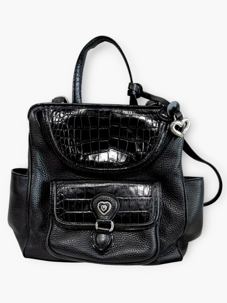 Brighton Donatella Black Leather Backpack